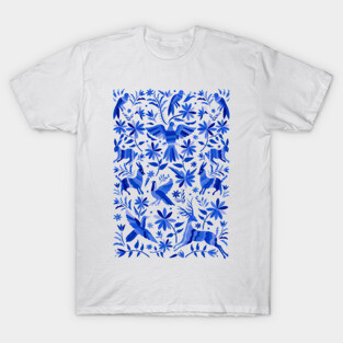 Mexican Otomí Design in Blue T-Shirt