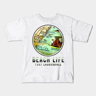 Fort Lauderdale Boca Raton Florida Beach Life Old Map Kids T-Shirt