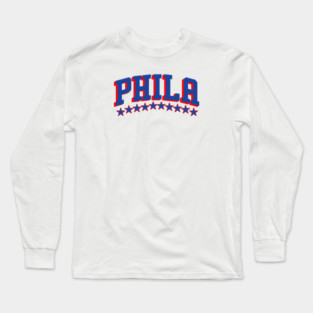 Sixers - Phila (Blue and Red) Long Sleeve T-Shirt