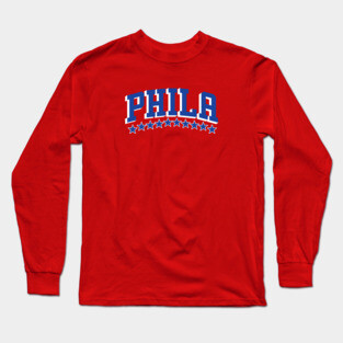 Sixers - Phila (Blue and White) Long Sleeve T-Shirt
