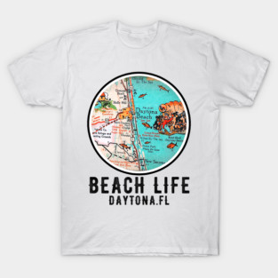 Daytona Beach Florida Vintage Map Beach Life T-Shirt