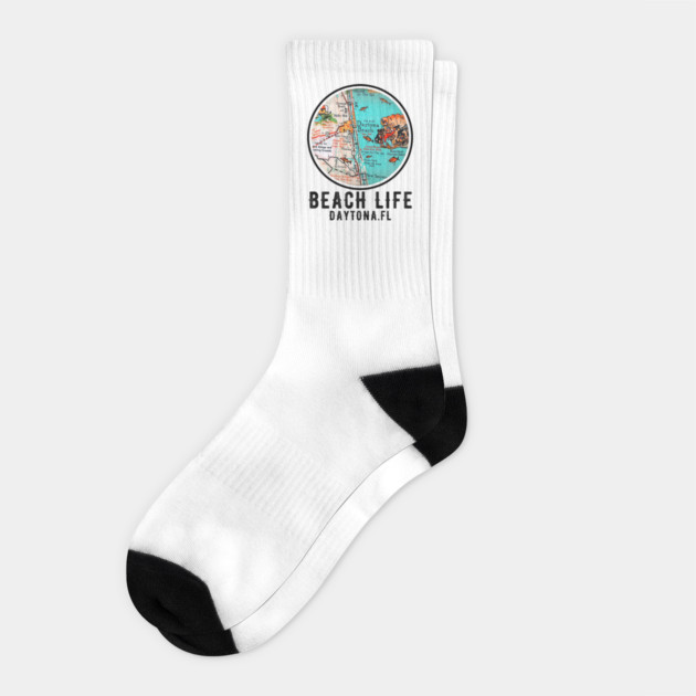 Daytona Beach Florida Vintage Map Beach Life Socks by Joaddo