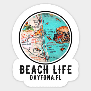 Daytona Beach Florida Vintage Map Beach Life Sticker