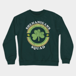 Shenanigans Squad Funny St. Patricks Day Retro Vintage Distressed Crewneck Sweatshirt