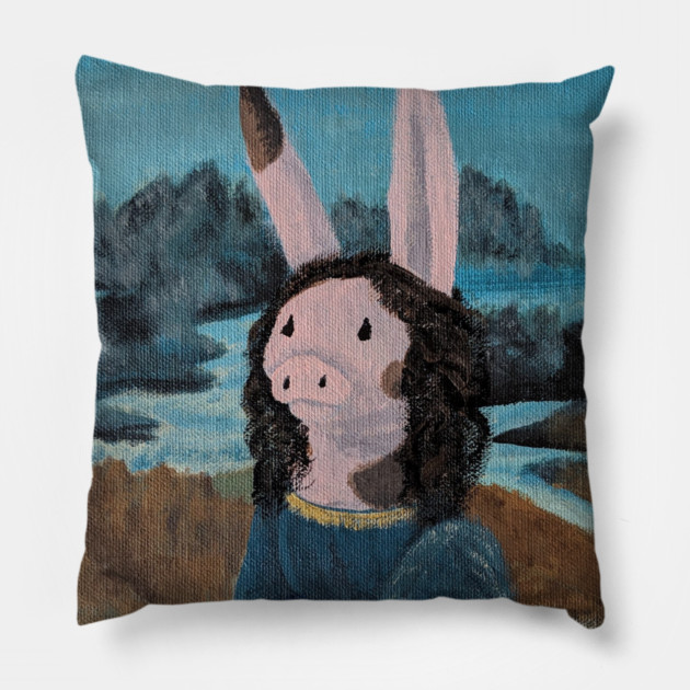 Mona Lisa Rappig Pillow by DeguArts