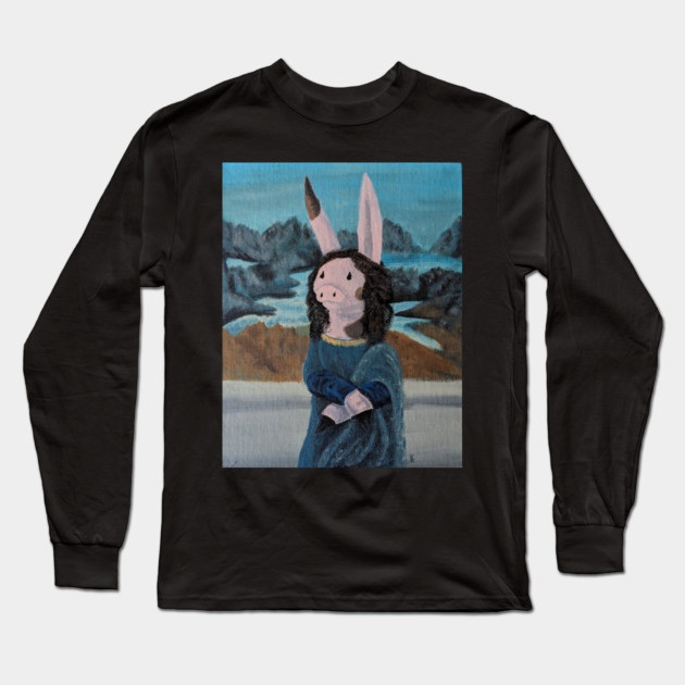 Mona Lisa Rappig Long Sleeve T-Shirt by DeguArts