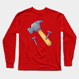 Nails And Hammer Cartoon Long Sleeve T-Shirt