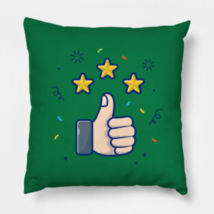 Thumbs Up Nail And Star With Confetti Cartoon Pillow