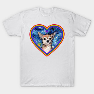 Chihuahua in a Rainbow Heart T-Shirt