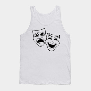 Comedy And Tragedy Theater Masks Black Line Tank Top