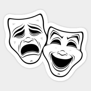 Comedy And Tragedy Theater Masks Black Line Magnet