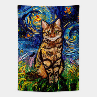 Brown Tabby Night Tapestry