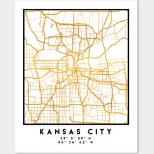 KANSAS CITY MISSOURI CITY STREET MAP ART Posters and Art
