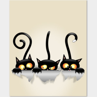 Cats Naughty and Playful Cartoon Characters Posters and Art