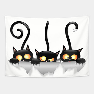 Cats Naughty and Playful Cartoon Characters Tapestry