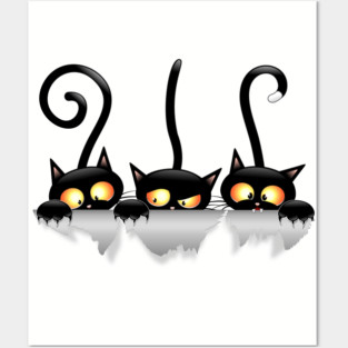Cats Naughty and Playful Cartoon Characters Posters and Art