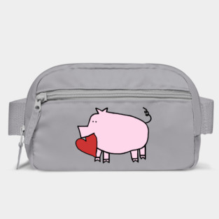 Cute Pig Holding Your Heart of Love on Valentines Day Bag