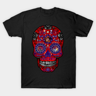Funny Mexican Sugar Skull red T-Shirt