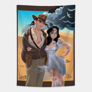 Indiana Jones and Marion Ark Searching Tapestry