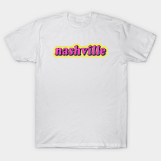 Nashville Tennessee 80s Neon Pink Blue Yellow T-Shirt