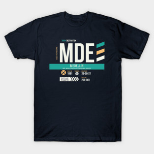 Medellin (MDE) Airport Code Baggage Tag T-Shirt
