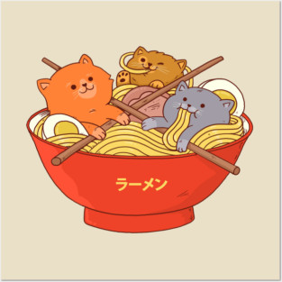 Ramen and cats Posters and Art