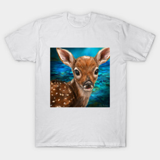 Cute White Tailed Deer - Digital Painting T-Shirt