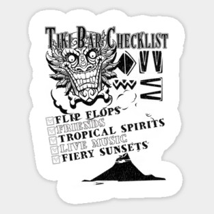 The Tiki Bar Room Checklist Retro Culture Distressed Vibe Sticker