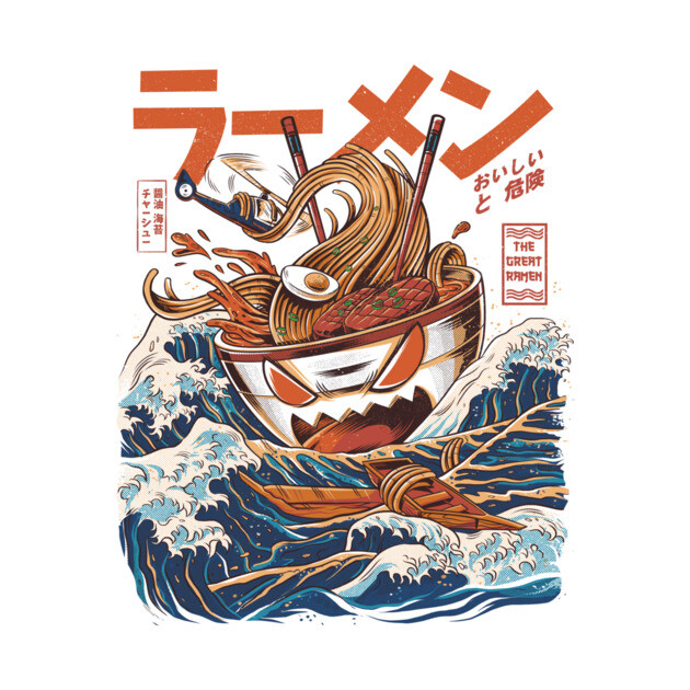 Great Ramen off Kanagawa - Great Wave by Ilustrata