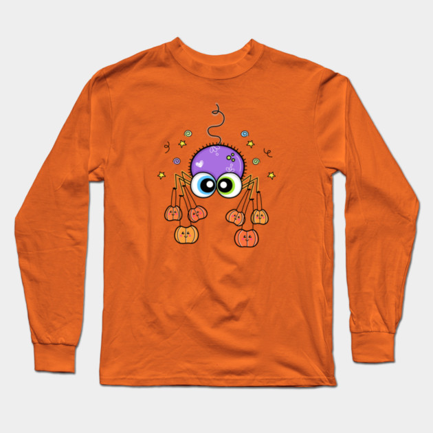 Trick or Treat Spider Long Sleeve T-Shirt by 2cuteink