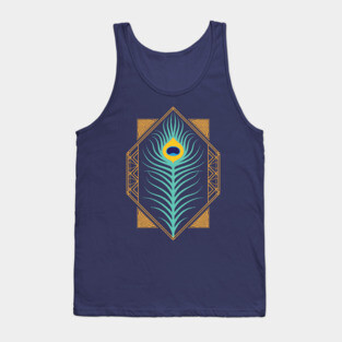 Deco Peacock Feather Tank Top