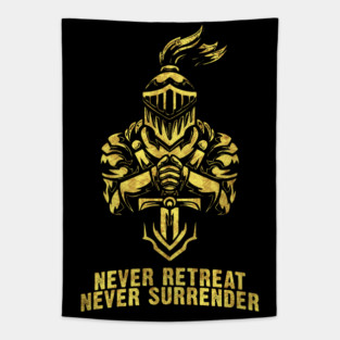 Knights Templar Heroic MOTTO Never Retreat Never Surrender Tapestry