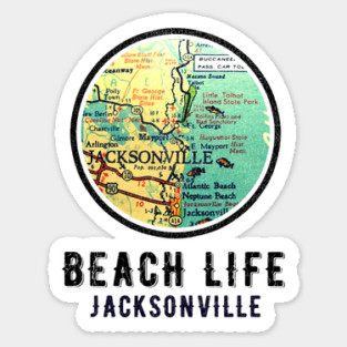 Jacksonville Florida Vintage retro Old Map Sticker