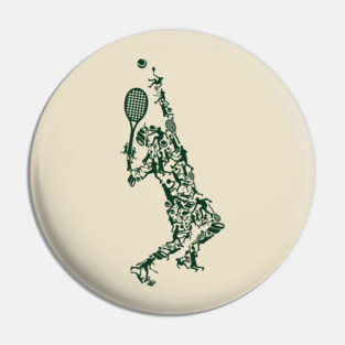 Tennis Player Illustration Pin