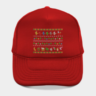 Merry Moogle-mas - perfect Ugly Christmas Sweater with a gamer flare of chocobos, moogles, and FF14 minions Hat