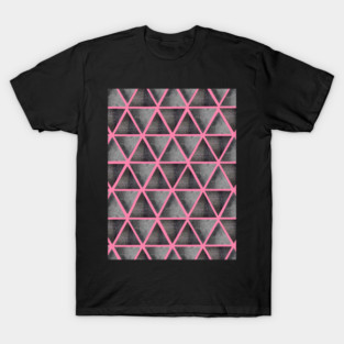 Abstract seamless pattern with ultimate grey and shining grey watercolor triangles on pink background. Best for the print, fabric, poster, wallpaper, cover and packaging, wrapping paper. T-Shirt