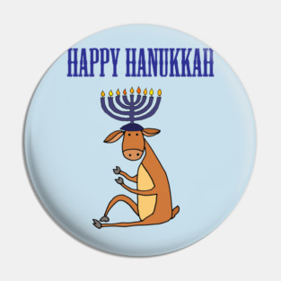 Funny Reindeer with Menorah Candles Happy Hanukkah Art Pin