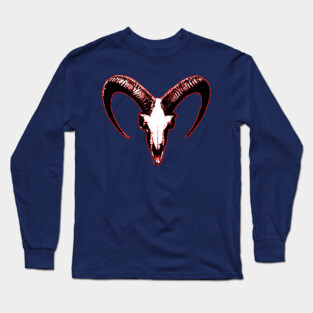 Red Goat Skull Long Sleeve T-Shirt
