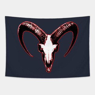 Red Goat Skull Tapestry