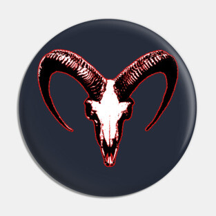 Red Goat Skull Pin
