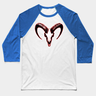 Red Goat Skull Baseball T-Shirt