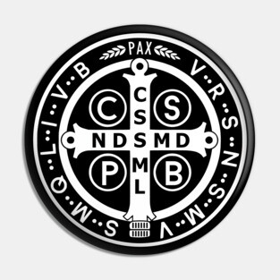 Saint Benedict Medal Black White Pin