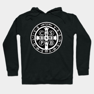 Saint Benedict Medal Black White Hoodie