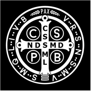 Saint Benedict Medal Black White Posters and Art