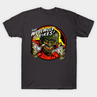 Retro Werewolf Strikes Comic Horror Vintage Merch T-Shirt