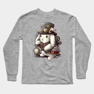 Steampunk white rabbit Long Sleeve T-Shirt