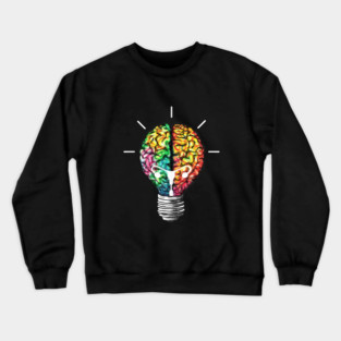 Light bulb brain, female crative idea, female power Crewneck Sweatshirt