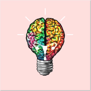 Light bulb brain, female crative idea, female power Posters and Art