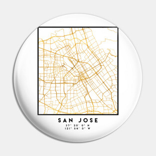 SAN JOSE CALIFORNIA CITY STREET MAP ART Pin
