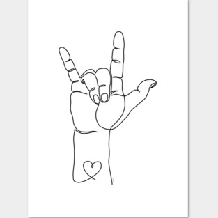 I Love You ASL Sign Hand Language Minimalist Line Art Posters and Art